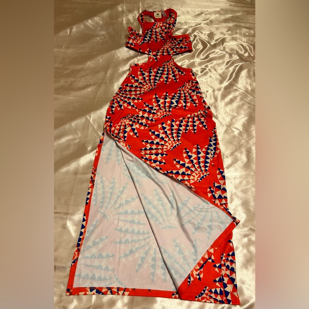 Adidas Red Geometric Maxi Dress - Picture 5 of 8